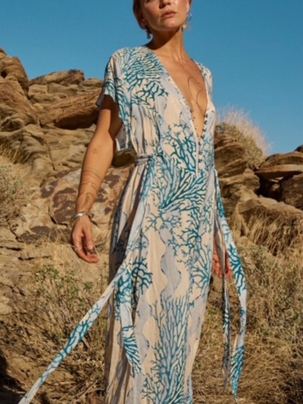 Natalie Martin Coral Wave Sky Monica Dress